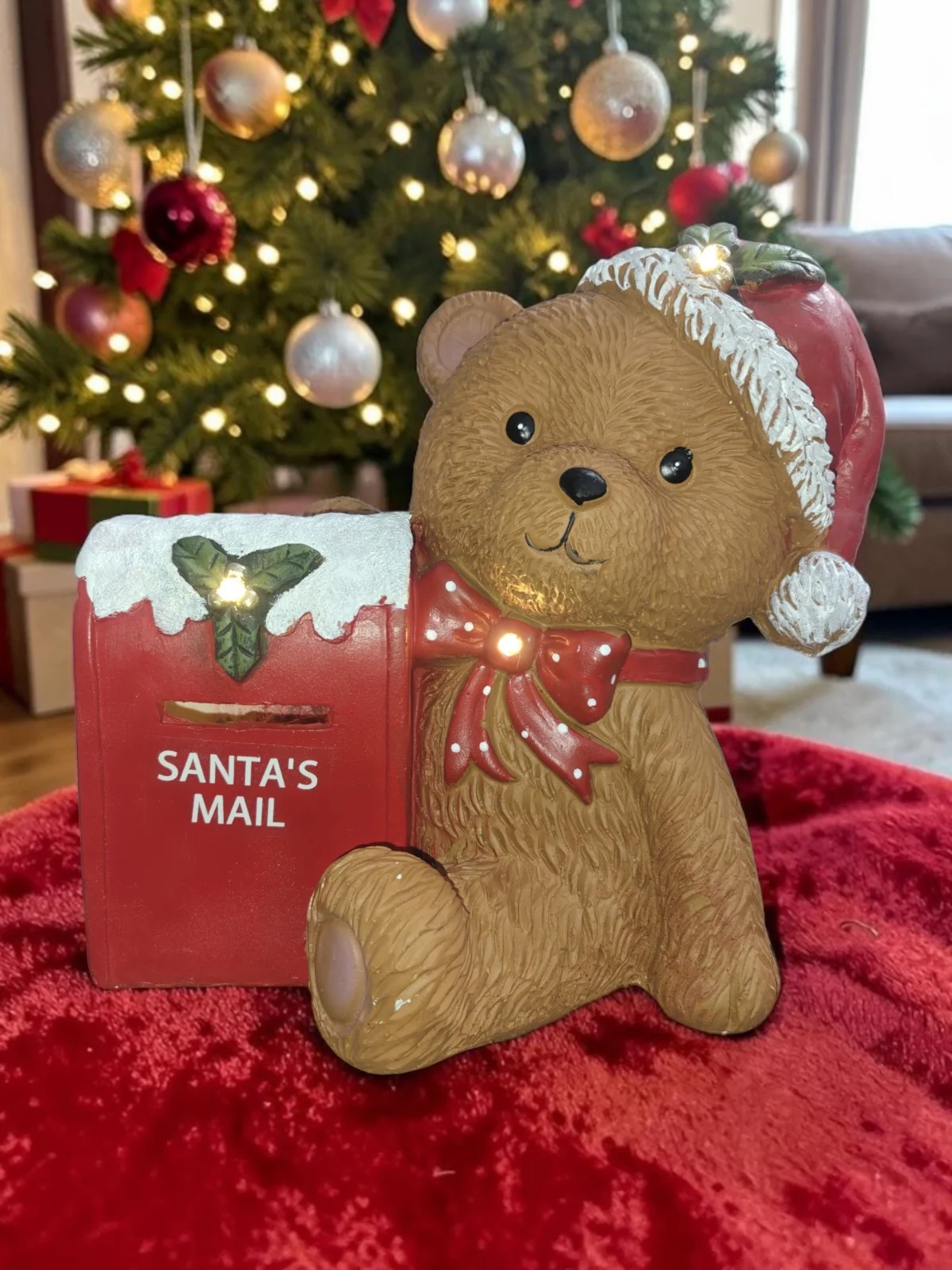 Light-Up Teddy Bear with Santa’s Mailbox