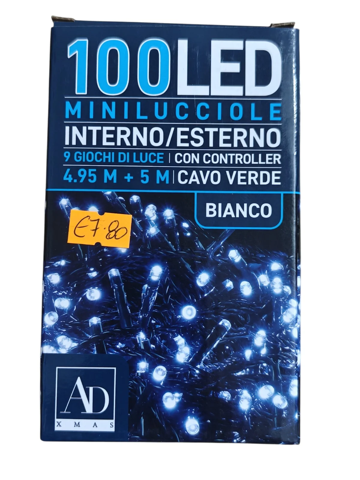 100 White LED Mini Lights with 9 Effects – Indoor/Outdoor