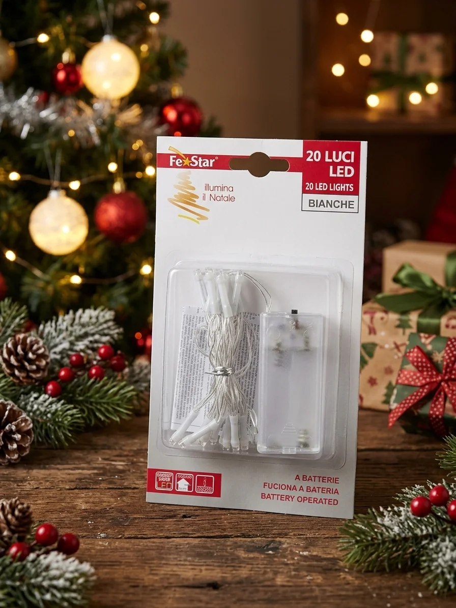 Battery-Operated Mini String Lights, 20 White LEDs