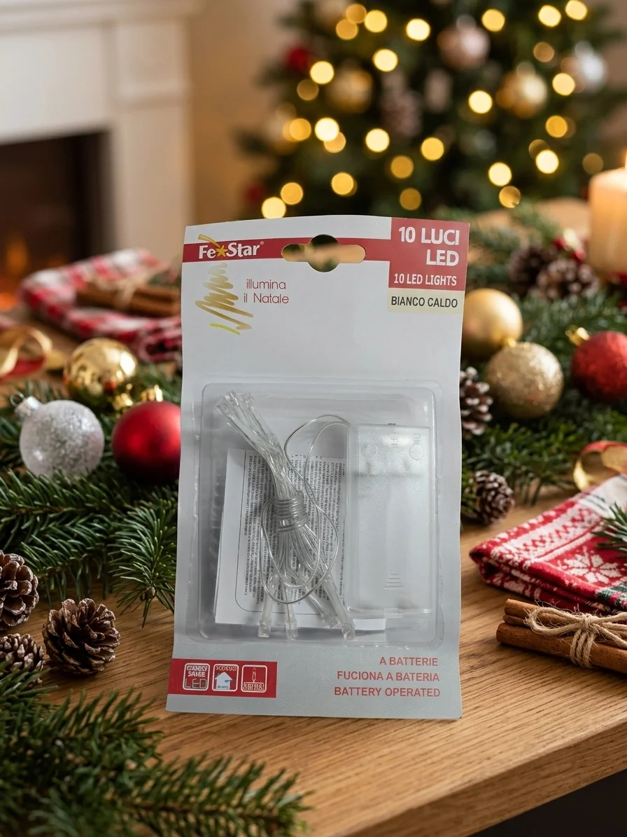 Battery-Operated Mini String Lights, 10 Warm White LEDs