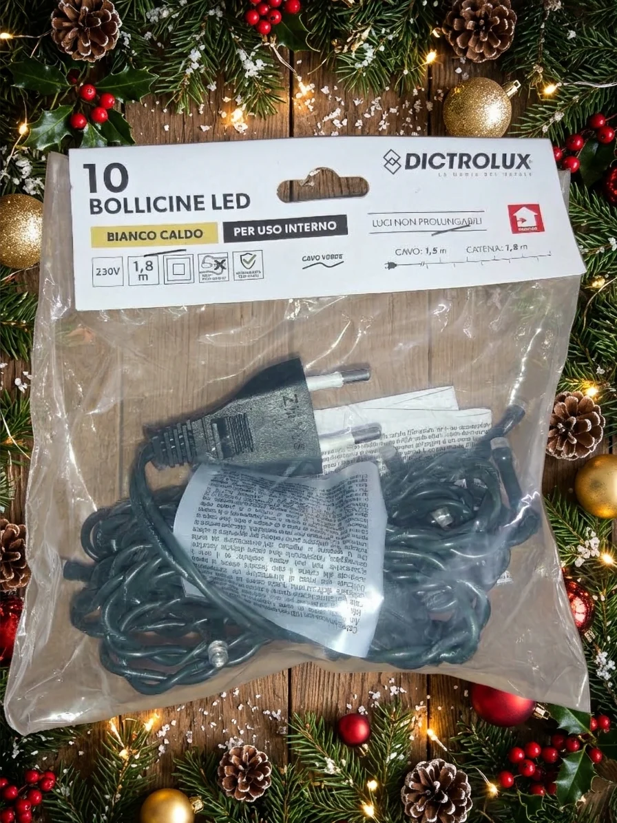 Warm White Christmas Lights, 10 LEDs, Plug-In, Indoor Use
