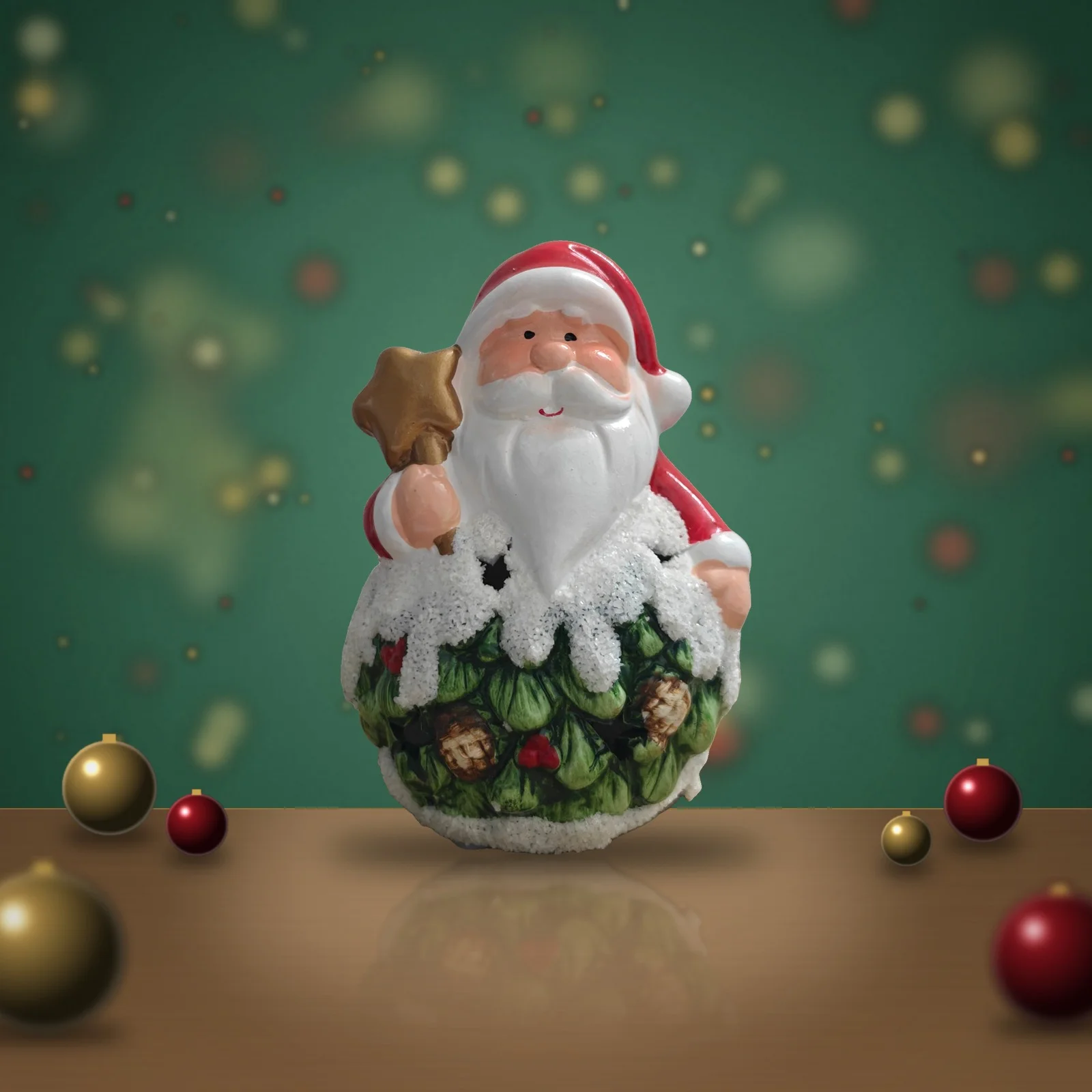 Snowy Ceramic Christmas Lantern Figure, Santa or Snowman, 13cm