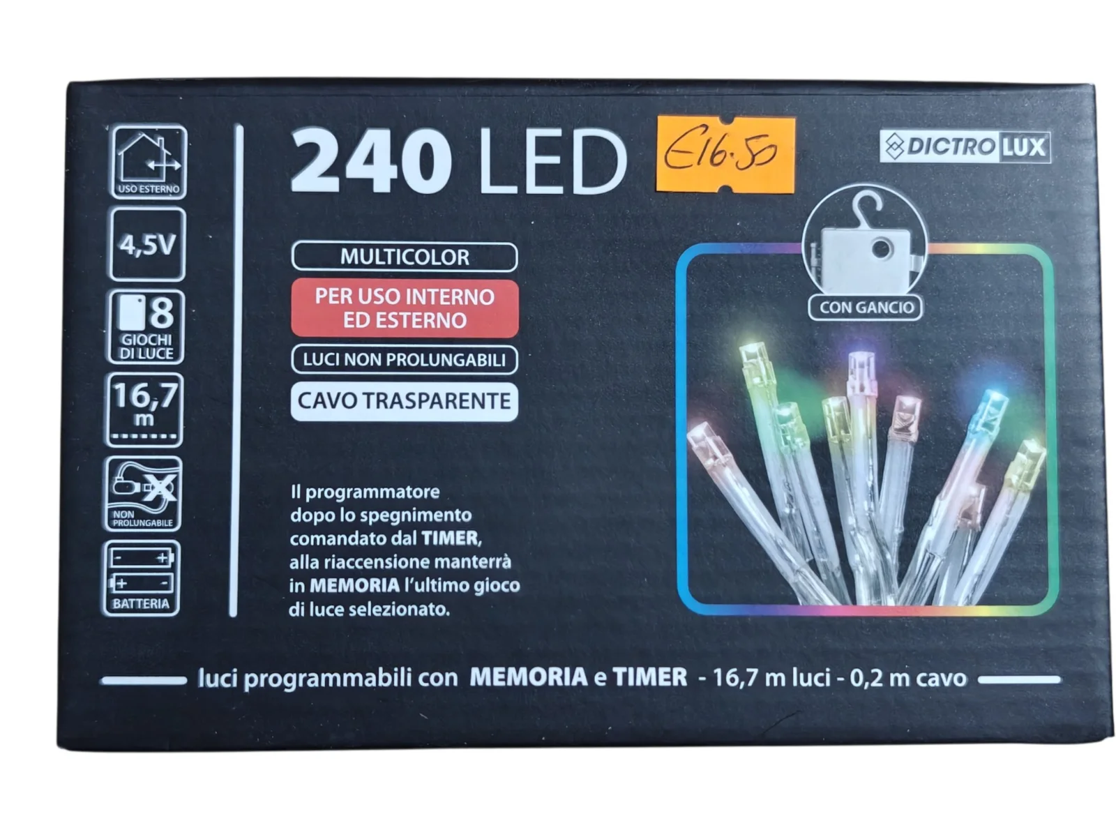 240 Multicolour LED Battery Lights with Timer – Indoor/Outdoor